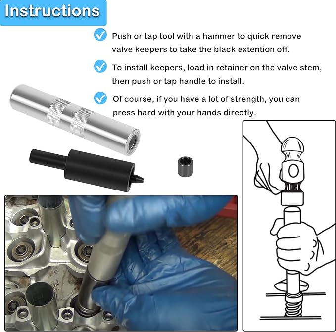 36050 Valve Keeper Remover and Installer Tool Kit Valve Spring Compressor & Retainer Removal and Install Tool for 4.5mm to 7.5mm and 5/16" to 3/8"