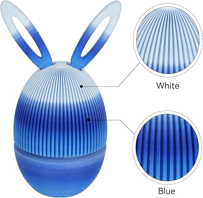 TECSONAR Matte Rainbow 3D Printer Filament 1.75mm,Gradient PLA 1kg Spool (2.2lbs), Dimensional Accuracy +/- 0.02 mm Matte Blue White