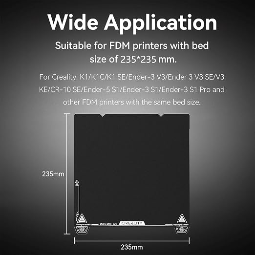 Creality Ender 3 V3 SE Build Plate 235x235mm Dual Side Epoxy Resin Coating Spring Steel Bed Plate Magnetic Platform Sheet for Ender 3 V3 SE/Ender 3 V3 KE/Ender 3 V3/Ender 3 V2/K1/K1C/K1 SE