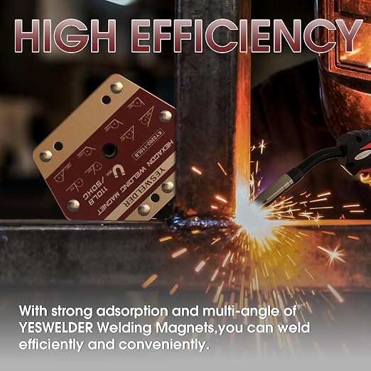 YESWELDR Hexagon Welding Magnets, 110LB 2PCS Multi-Angle Strong Magnetic Welding Holder, Holding Power Welding Accessories