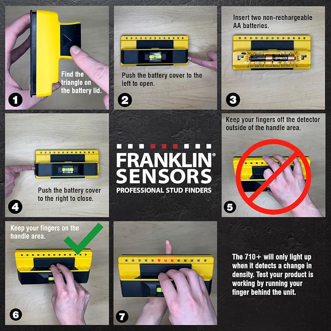 Franklin Sensors ProSensor 710+ Stud Finder with 13-Sensors, Wood & Metal Stud Detector/Wall Scanner, Built-in Bubble Level, Made in The USA