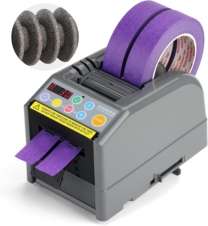Upgraded Ceramic Roller Automatic Ribbon Cutting Machine, Automatic Tape Dispenser,Tape Width 6-60mm,Length 5-999mm Double-Sided Tape, Adhesive Cutter with Manual & Auto Ideal for Business & Home.