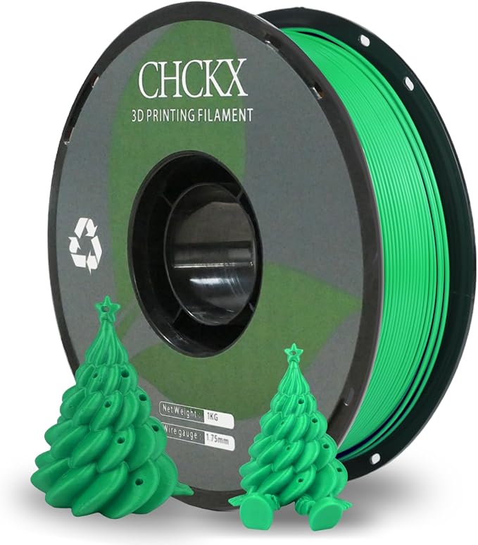 PLA 3D Printer Filament, Dimensional Accuracy +/- 0.02 mm, 1 kg Spool(2.2lbs), 1.75 mm，Christmas Green