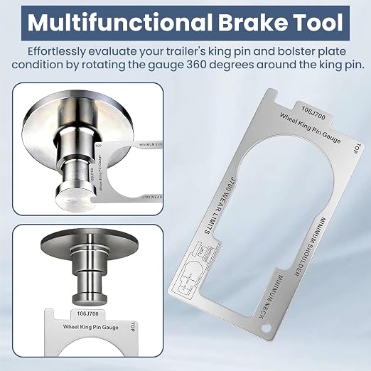 Fifth Wheel King Pin Gauge for Trailer Wear, 1 Pack | 304 Stainless Steel, SAE J700 Standard, Measures Neck/Shoulder Limits, Height & Squareness, Precision Maintenance Tool