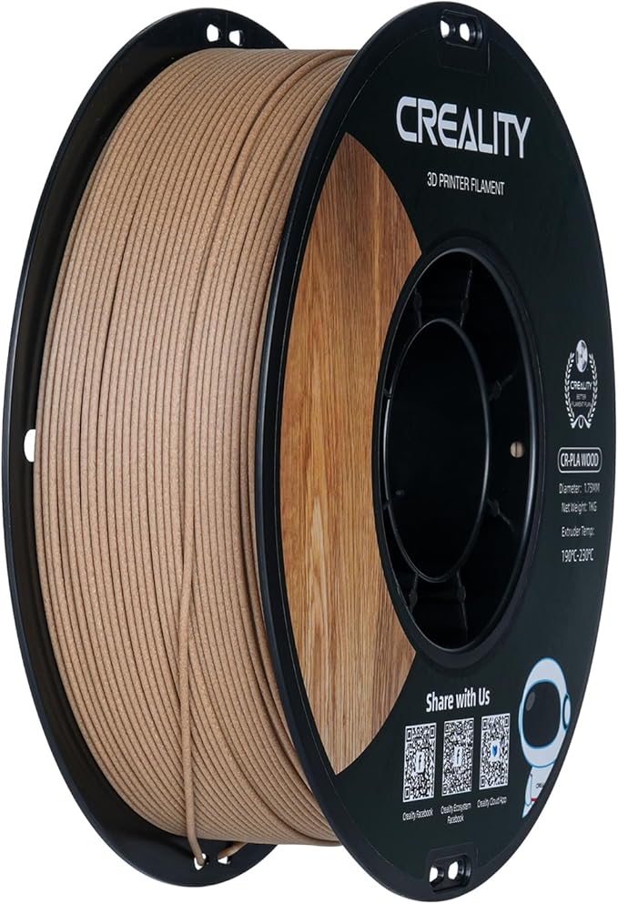 Creality Wood Filament PLA 1.75mm, Dimensional Accuracy +/- 0.03mm, Warp-Free and Clog-Free, 1KG Spool (2.2 lbs), Fit for 99% 3D Printers