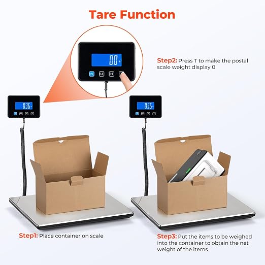 MUNBYN Shipping Scale, 660lb/1.8oz Digital Postal Scale for Packages with Hold/Tare Function, Backlit LCD, Battery & Cable Included, Postage Scale for Small Business, Packages, Luggage, and Home Use