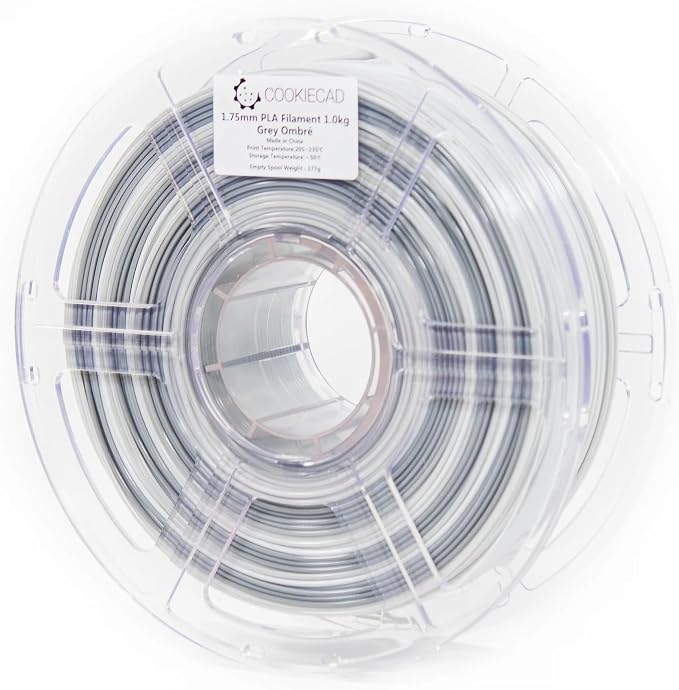 Cookiecad PLA Filament 1.75mm 1kg Rainbow Multicolor 3D Printer Filament - Grey Ombre PLA