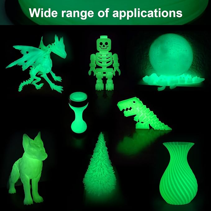 3D Printer Filament PLA Glow in The Dark Filament PLA 1.75mm 250g, 0.25kg Small Spool 3D Printing Luminous Filament 1.75mm Dimensional Accuracy +/- 0.02 mm, Fit Most FDM 3D Printers