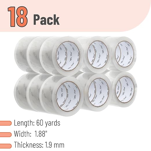 Mr. Pen- Packing Tape, 18 Pack, 2” Wide, 60 Yards, Clear | Heavy Duty Packing Tape Bulk for Shipping, Packaging, Moving and Storage