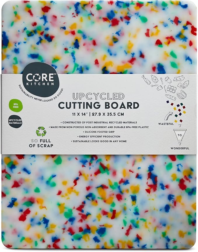 Recycled Plastic Cutting Board M with Non-Slip Footing - Confetti