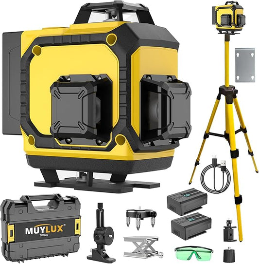 16 Laser Level with 1M Tripod, 4x360° Laser Line, Green Cross Line Laser with Tripod Self-Leveling, Lazer Leveler Tool for Picture Hanging laserpower<1mW, 2 Batteries