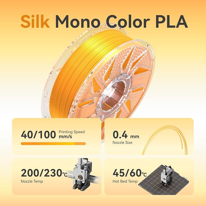 Chitu Systems Conjure Silk Light Gold PLA 3D Printer Filament 1.75mm,Metal-Like Shiny Consumables 1kg (2.2lbs) 1 Spool, Dimensional Accuracy +/- 0.02 mm