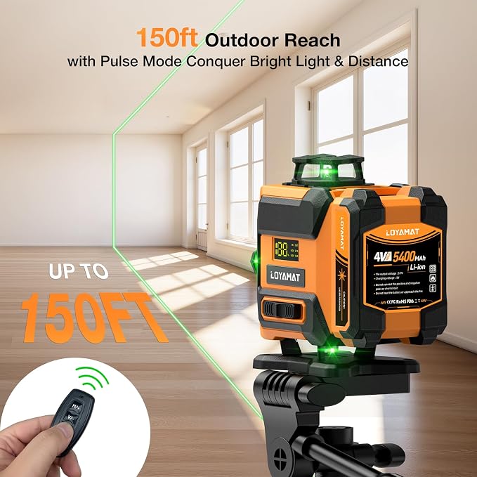Laser Level, 4x360° Self Leveling Laser Level with Tripod, 16 Line Green Cross Line Laser Leveler Tool for Construction, Tiling, Woodworking