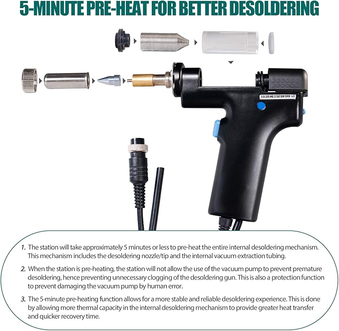 YIHUA 948 Upgraded 2 in 1 ESD Safe 80W Desoldering Station and 60W Soldering Iron- Desoldering Gun and Soldering Station °F /°C