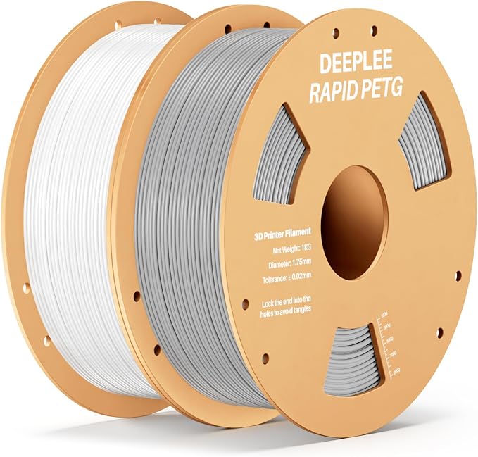 Rapid PETG Filament 1.75mm, High Speed PETG 3D Printer Filament Up to 600 mm/s, Dimensional Accuracy +/- 0.02 mm, Fits for Most FDM 3D Printers, 2 Pack 1kg White & Gray