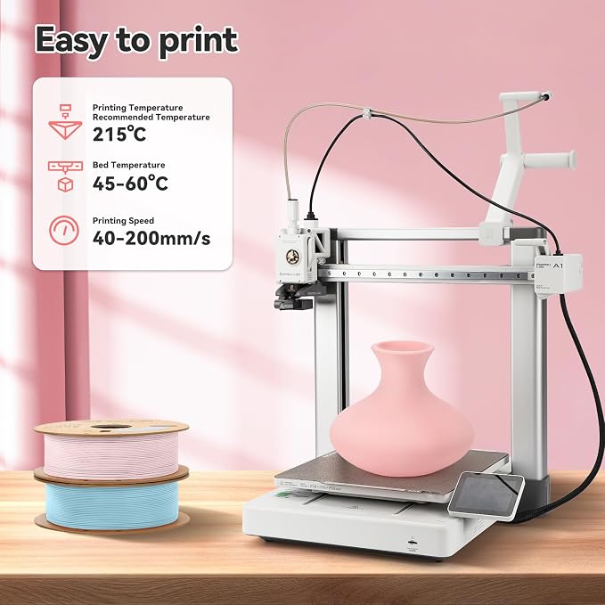 3DHoJor Matte PLA Filament 1.75mm, Upgrade 1kg*2 Bundle Cardboard Spool PLA Filament 1.75 PLA 3D Printing Filament, Print with Most 3D Printers Using 3D Filament-Peach Pink+Light Blue