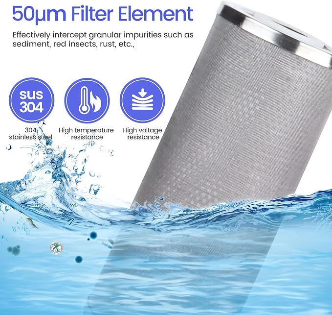 Big+ Stainless Steel Re-Cleanable Wire Mesh Filter Cartridge 20 "Length,4.5 "OD(25 Micron)