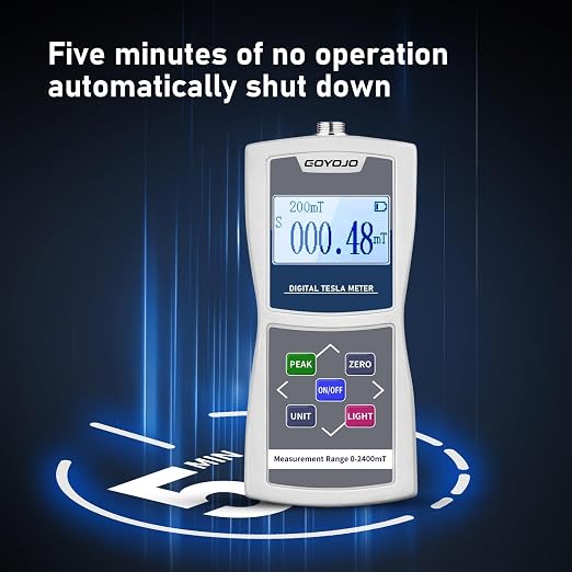 GOYOJO Digital Gauss Meter (2400mT/24000Gs), High Accuracy Magnetic Field Tester for DC Magnet Measurement, Permanent Magnets, Motors, Speakers, and Industrial Applications, ±1% Accuracy