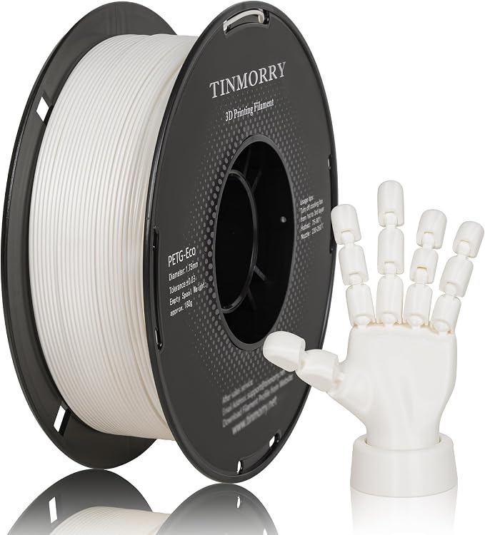 TINMORRY PETG Filament 1.75, Rapid PETG-Eco 3D Printer Filament, Compatible with Most FDM 3D Printers, 1 KG 1 Spool, Ivory White