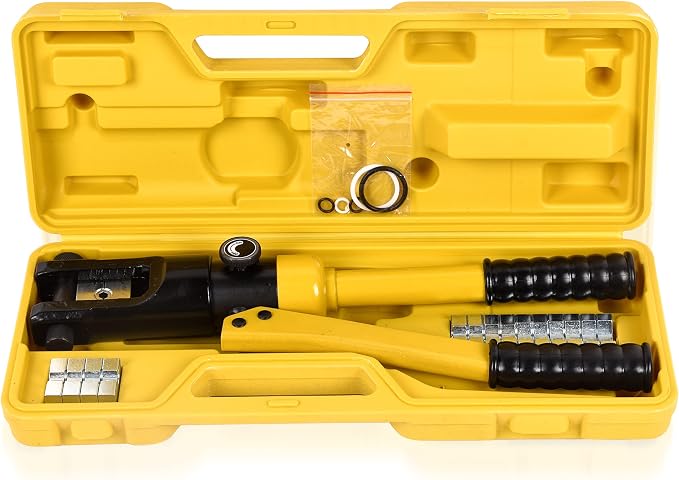 12T Hydraulic Crimping Tool 8AWG-250MCM Cable Crimping Tool 0.55 inch Stroke Hydraulic Lug Crimper Electrical Terminal Crimper with 8 Pairs of Die Sets, YQK-120