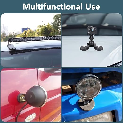DIYMAG 1/4 inch Rubber Coated Anti-Scratch Mounting Magnet for Camera, Adhesive Power 65LBS 12Pcks Magnets Based with Strong Magnetic License Plate Hold for Light Bar, Mirror, Camera