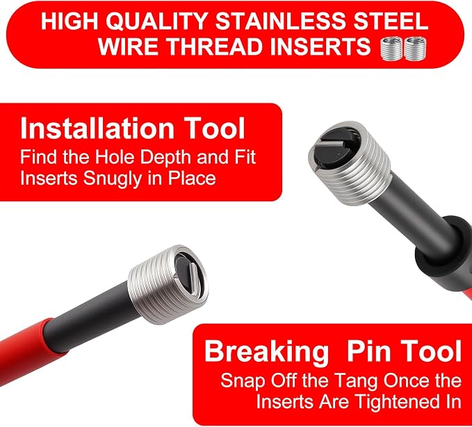 Helicoil Metric Thread Repair Insert Kit, M10x1.5mm Rethreading | Thread Repair kit with HSS Drill Bits, Rethreading Inserts Tool Set for Damaged Thread Repairing with Carry Case