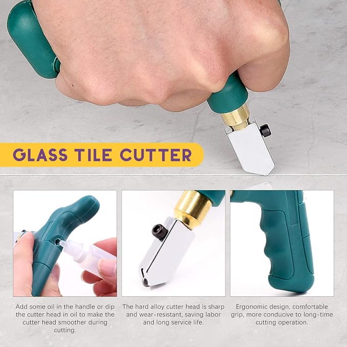Swpeet 9Pcs Glass Cutter Tool Kit + 12Pcs 2 in 1 Glass Tile Cutter Tool Kit