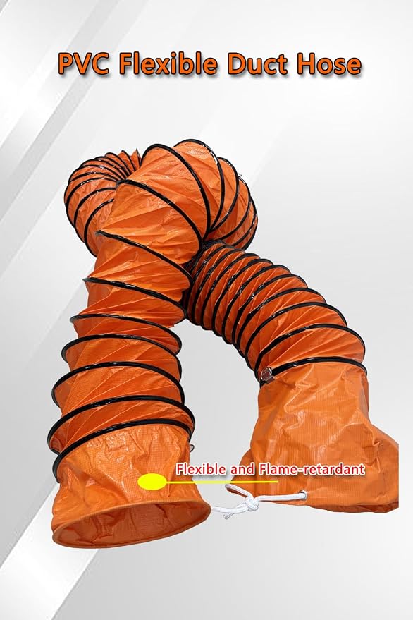 65.6FT PVC Flexible Duct Hose 12 Inch 20m Duct Hosing with Adjustable Rope for Utility Blower Exhaust Fan Ducting Hose Folding Exhaust Duct Easy Storage【12 in*65.6Ft】