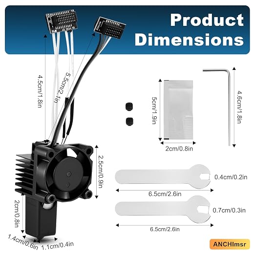 P1 Series Hotend Kit, Complete Assembly for Bamboo Lab P1P, P1S 3D Printers | 0.4 mm Hardened-Steel Nozzle, Ceramic Heater, Thermistor, Fan and Extruder Heating Block Replacement