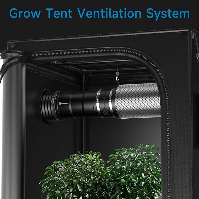 Hon&Guan 8" Air Filtration Kit: 8 Inch Inline Duct Fan with Speed Controller, 16" High Carbon Filter, 16 Ft Ducting & Rubber Coupler, Ventilation System for Grow Tents, Indoor Gardening, Hydroponics