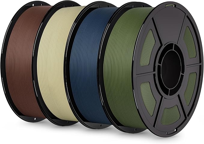 IEMAI Matte PETG Filament 1.75mm 4kg Bundle, Smooth Matte Finish 3D Printer Filament with Minimal Layer Lines & Low Warping, 4-Pack Beige, Brown, Navy Blue, and Army Green