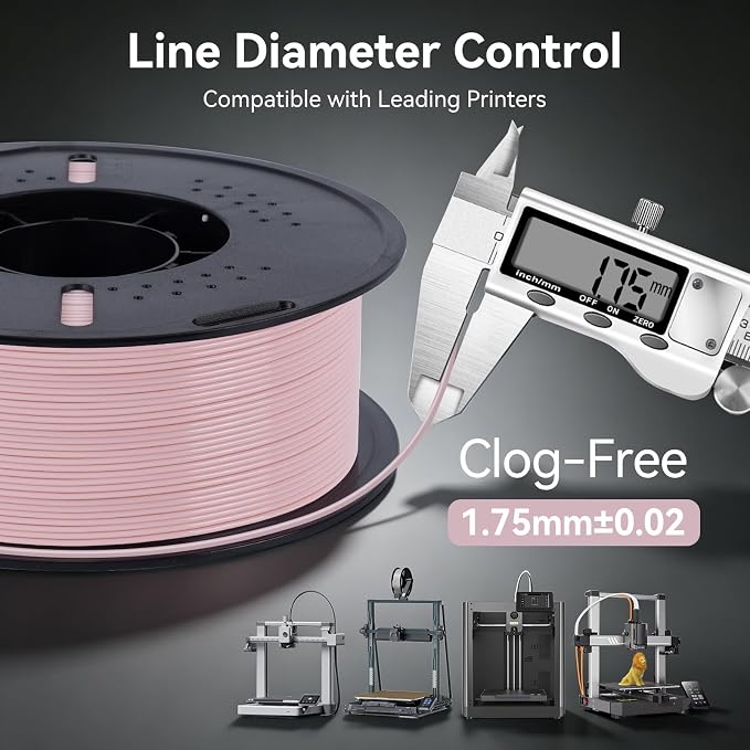 Kingroon PETG 3D Printer Filament, High Strength, Low Warping, Odorless, Dimensional Accuracy +/- 0.02 mm, 1kg Spool(2.2lbs), 1.75 mm, Pink