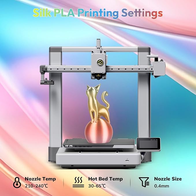 AMOLEN Silk PLA 3D Printer Filament, Shiny Multicolor Rainbow PLA Filament 1.75mm, Gradient Color Change PLA 3D Printing Filament for Most FDM 3D Printer, Orange Yellow Blue Pink, 1kg (2.2lbs)