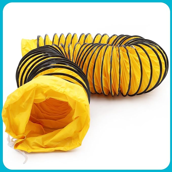 8 Inch Utility Blower Fan | 3300 RPM High Speed, Heavy Duty, IP44 Waterproof Extractor, 33 ft PVC Duct Hose, Industrial Portable Exhaust Ventilation