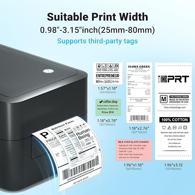 iDPRT Desktop Label Maker Bluetooth Thermal Shipping Label Printer for Parcel Shipping, Small Businesses, Offices, and Home, Sticker Printer Supports Amazon, TikTok, Etsy, Shopify, USPS, etc