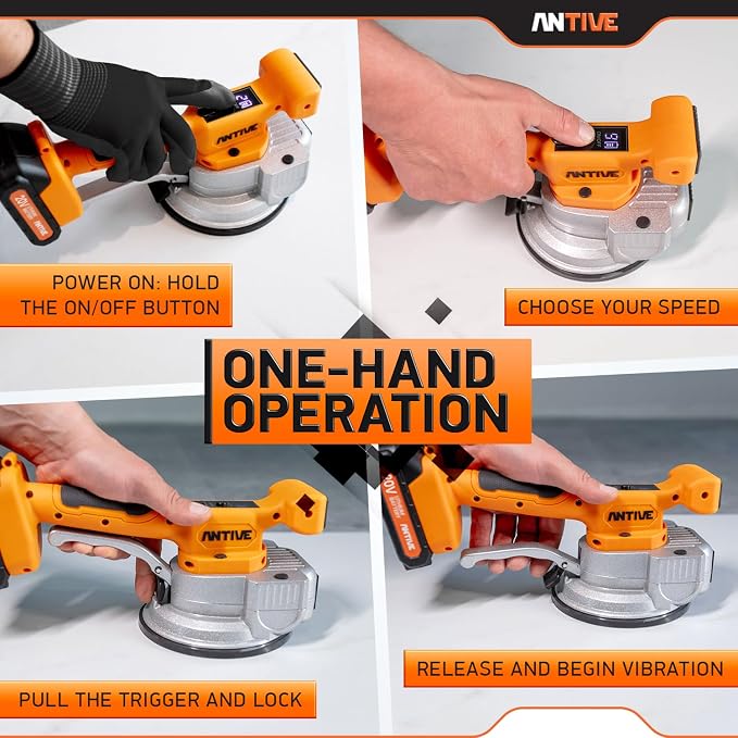 Tile Vibration Tool Kit with Dual 20V Batteries – Cordless Tile Vibration Machine for Precise Tile Leveling and Installation | Dual Battery