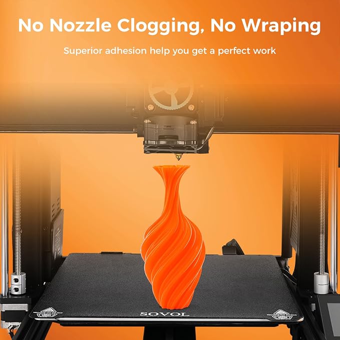Sovol 3D Printer PETG Filament 1.75mm 1KG (2.2lbs), High Precision, Strong Toughness, Wiring Tightness, Dimensional Accuracy +/- 0.03 mm, 3D Printing PETG Filaments, Orange
