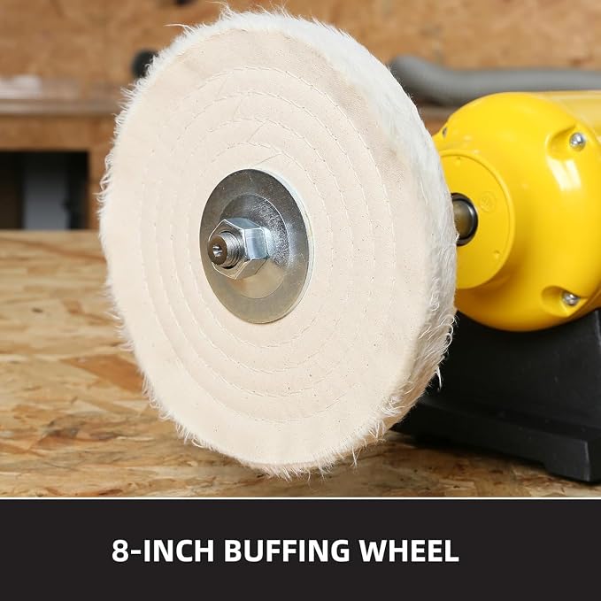 Dual Speed Bench Buffer Polisher 1.8/3.1A, 8 inch Jewelry Buffer Polisher Machine, 1725/3450 RPM Power Bench Polisher with 2 cotton Wheels for Jewelry, Metal, Wood, Jade, Knife, Plastic