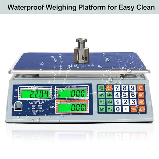 Price Computing Scale 66lb/30kg Dual LCD Digital Commercial Price Scale with Stainless Steel Platform,Rechargeable Commercial Food Scale for Farmers Market, Retail Outlets, Meat Shop