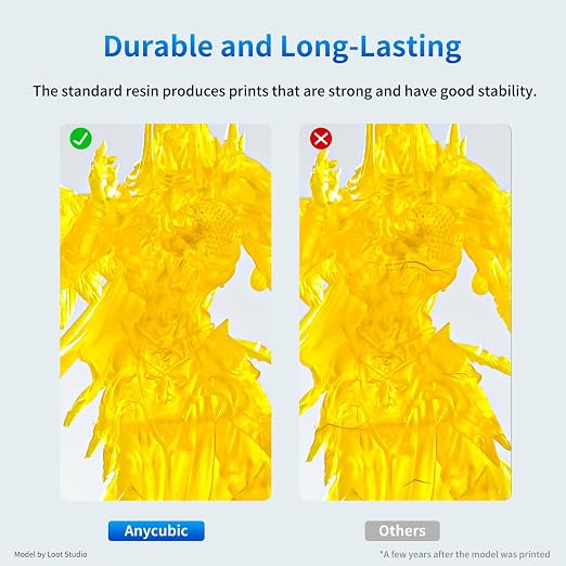 ANYCUBIC 3D Printer Resin, 405nm SLA UV-Curing Resin with High Precision and Quick Curing & Excellent Fluidity for LCD 3D Printing (Clear Yellow, 1kg)