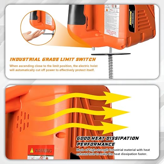 Power Electric Portable Hoist Winch 1500LBS, 3 in 1 Electric Cable Hoist 110V 25 FT with Lifting Strap, Electric Hoist Lift Ceiling Winch for Lifting Towing