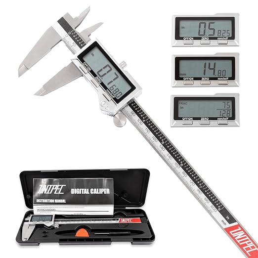 8 Inch/200mm IP54 Stainless Steel Digital Caliper & Rule | Inch/Millimeter/Fraction Conversion, Large LCD Screen