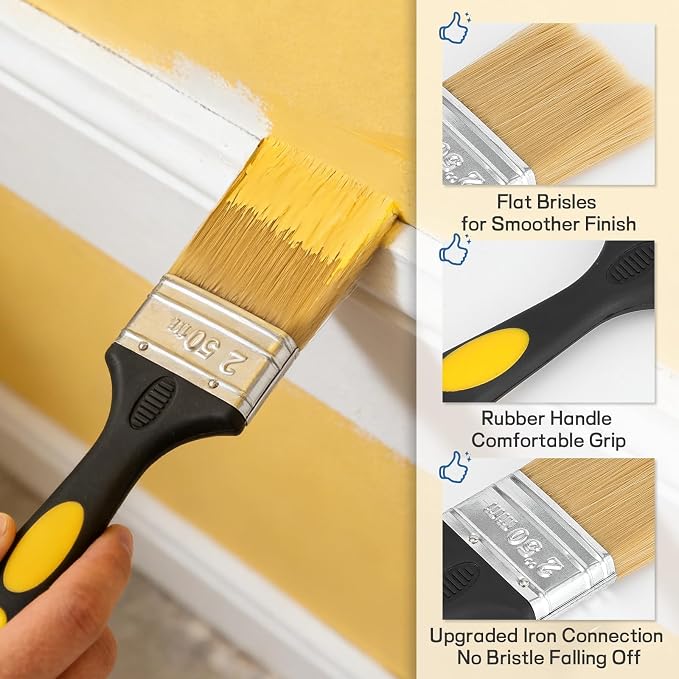 Paint Roller Kit, Rocfinity Paint Roller with 6ft Extension Pole,12"18" Painting Supplies for Walls & Ceilings,Paint Brushes for Home Interior Outside,Long Roller with Tray & Painters Tape