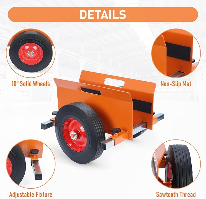 AIWFL Panel Dolly Heavy Duty Door Cart 1100LBS Capacity Slab Dolly Adjustable Drywall Mover with 10" Solid Wheels Panel Cart for Drywall Sheet Material Handling All Terrain Moving