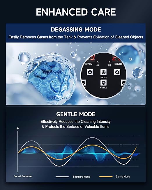 CREWORKS 10L Digital Ultrasonic Cleaner with Degas Gentle Modes, 2.6 gal. Ultrasonic Cleaning Machine, 240W Professional Ultrasound Cleaner with 300W Heater & 30 min Timer for Auto Machine Parts Tools