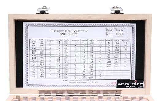 Accusize Steel Gage Block Set, Grade AS-2, 81 Pc, P900-S583 | ASME B89.1.9-2002, Hardened Steel, Corrosion-Resistant, with Certificate of Inspection