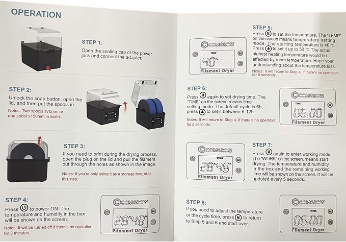Comgrow 3D Printer Filament Dryer Box, Comgrow 3D Filament Storages, Keeping Filaments Dry During 3D Printing, Compatible with 1.75mm/2.85mm PLA ABS Material, Filament Dehydrator, Spool Holder