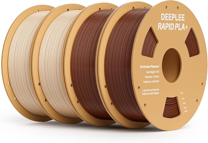 Rapid PLA Plus Filament 1.75mm, High Speed 3D Printer Filament Up to 600mm/s, PLA+ Filament Dimensional Accuracy +/- 0.02 mm Fits Most FDM 3D Printer, Cardboard Spool 4 Pack 2*Brown & 2*Beige