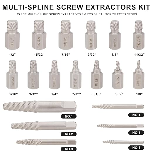 49PCS Screw Extractor Drill Bit Set, Nut Remover Set, Multi-Spline Screw Extractors. Spiral Screw Extractors Left Hand Cobalt Drill Bits