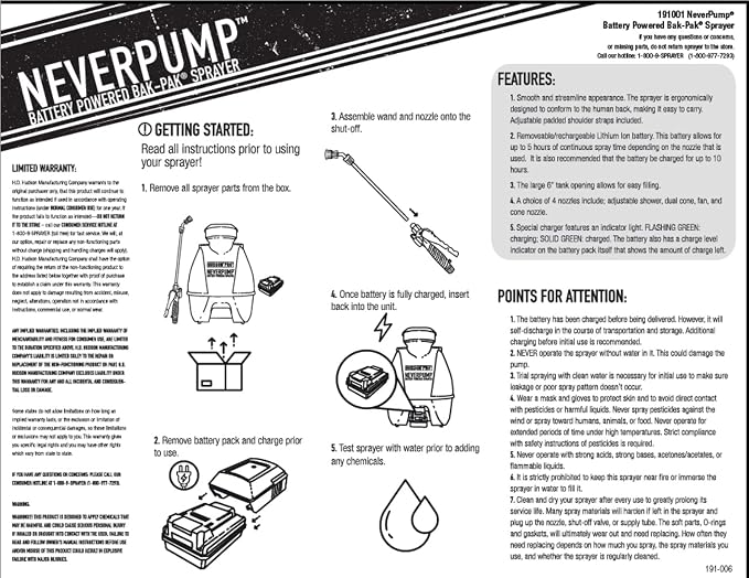 HUDSON 19001 4 Gallon NeverPump Bak-Pak Sprayer, Yellow